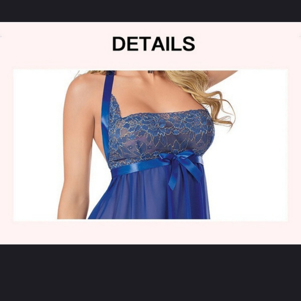 New With Tags Blue Lace & Ribbons  Baby Doll Set - Picture 4 of 6